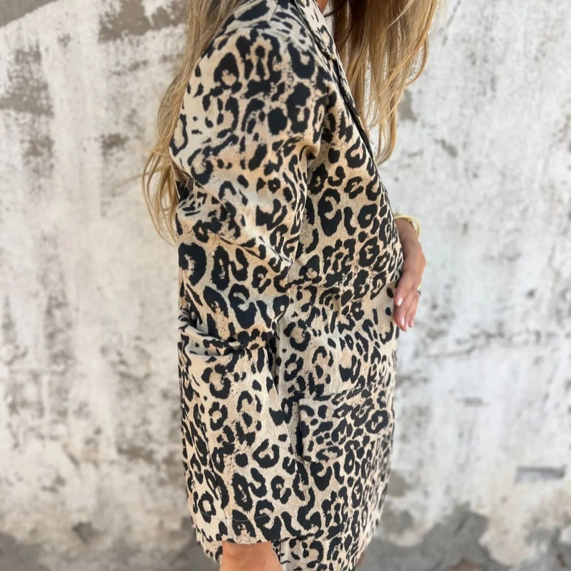 Blazer med leopardtryck för dammode