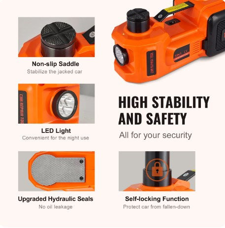 🔥CE/FCC-certifierad🔥12V (5 ton/11023 lbs) multifunktionell elektrisk hydraulisk domkraft för bil