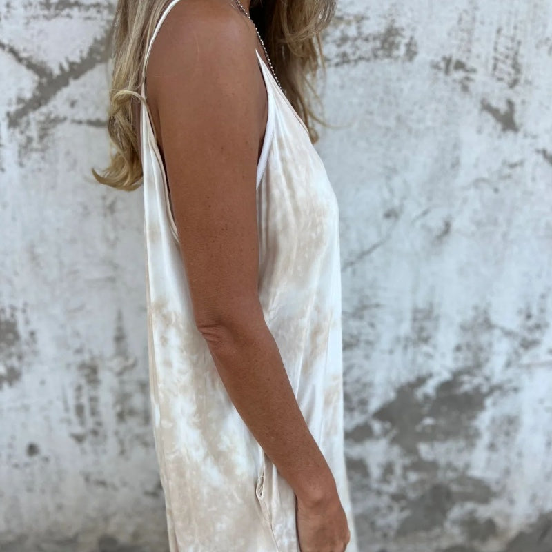 Spagetti Strap Backless-klänning för kvinnor med tryck