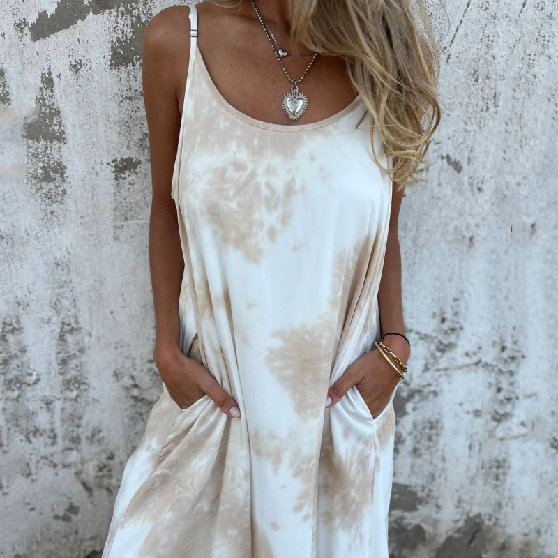 Spagetti Strap Backless-klänning för kvinnor med tryck