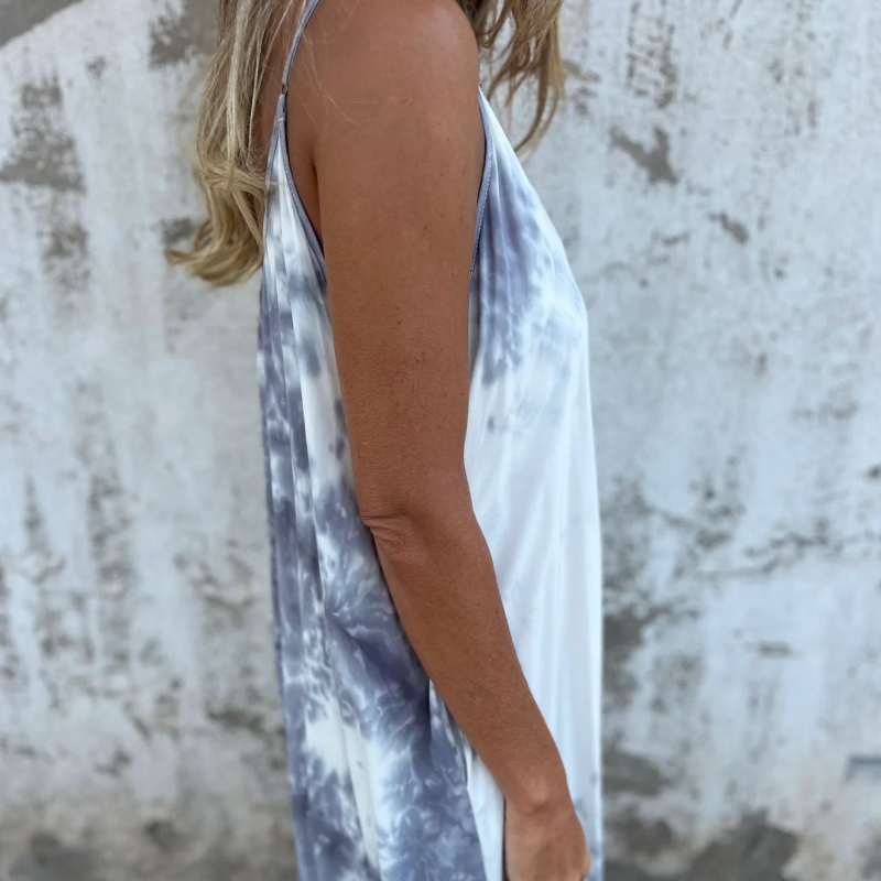 Spagetti Strap Backless-klänning för kvinnor med tryck