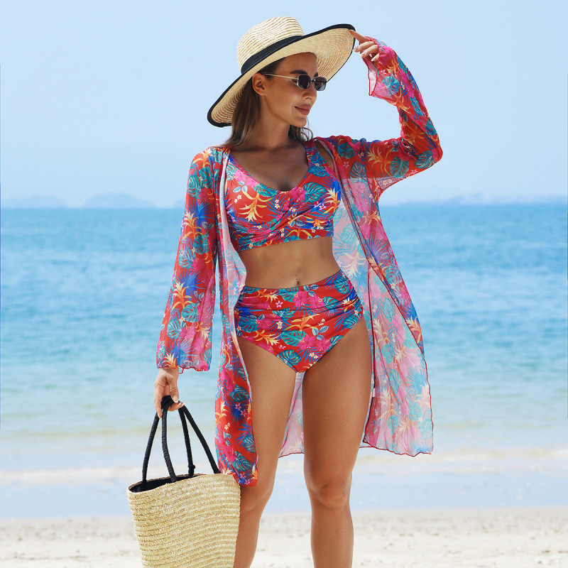 đđđŽBlooming Magic of Summer - tredelad bikinibaddrĂ€kt i mesh för kvinnor