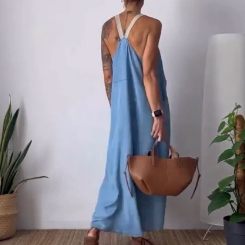 Kvinnors Casual Trendig lös passform Pinafore Klänning