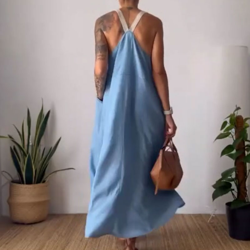 Kvinnors Casual Trendig lös passform Pinafore Klänning