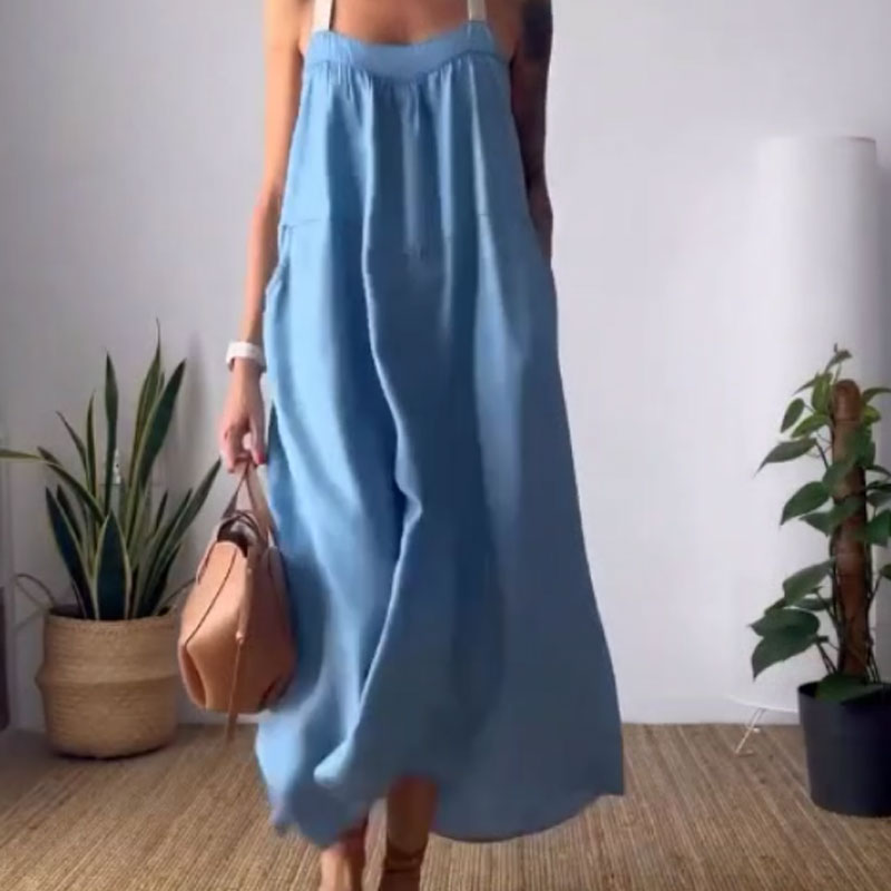 Kvinnors Casual Trendig lös passform Pinafore Klänning