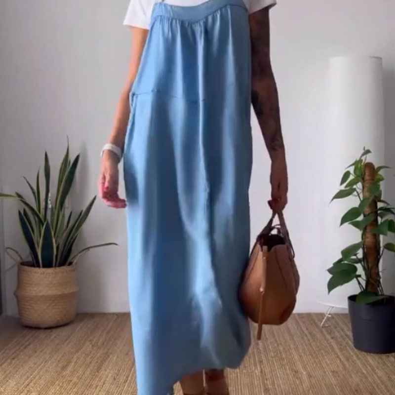 Kvinnors Casual Trendig lös passform Pinafore Klänning