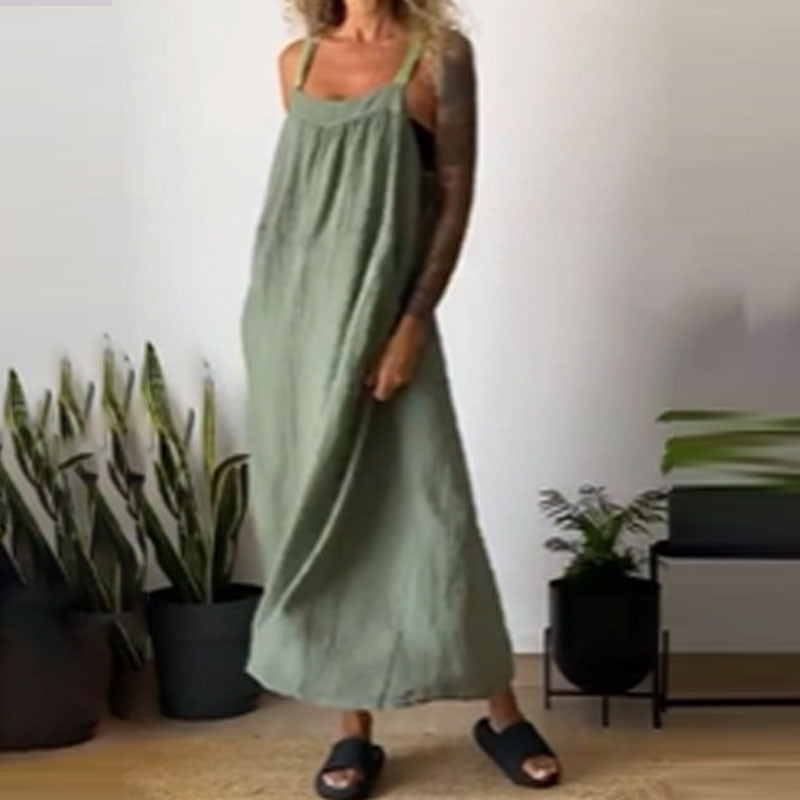 Kvinnors Casual Trendig lös passform Pinafore Klänning