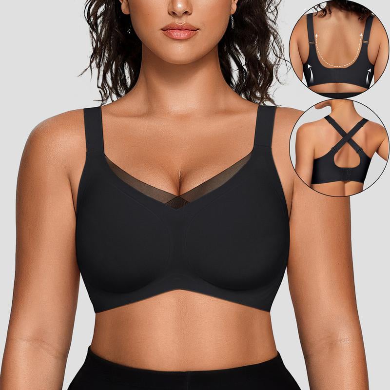 💥Få 50% rabatt för dig! 🎀Kvinnors trådlösa V-ringad mesh sömlös push-up-bh