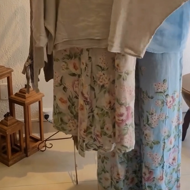 đ„Set med byxor med vida ben och lös passform för kvinnor