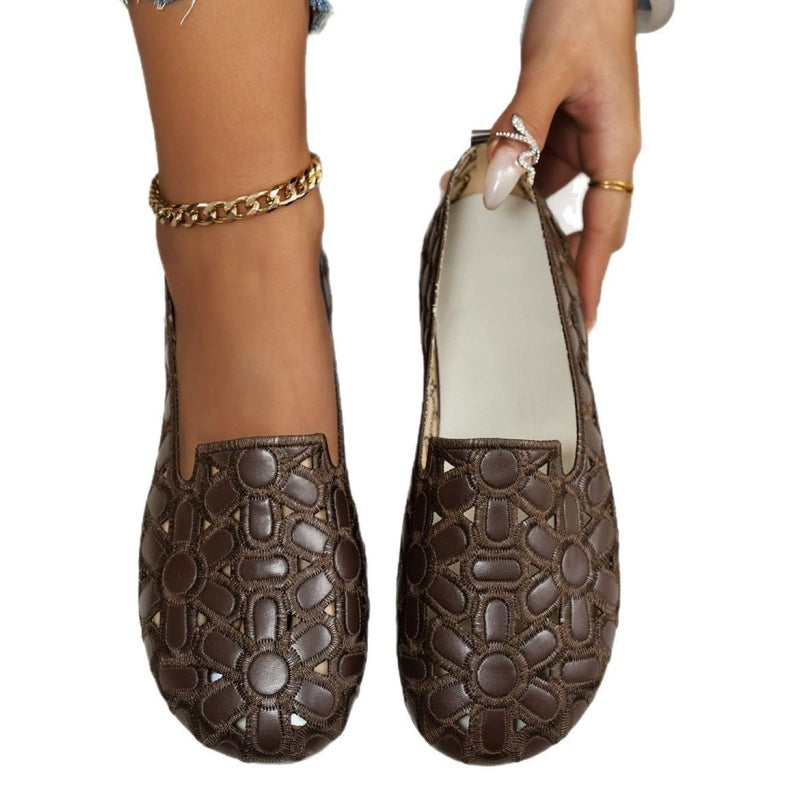 Platta andningsaktiva slip-on-loafers för kvinnor