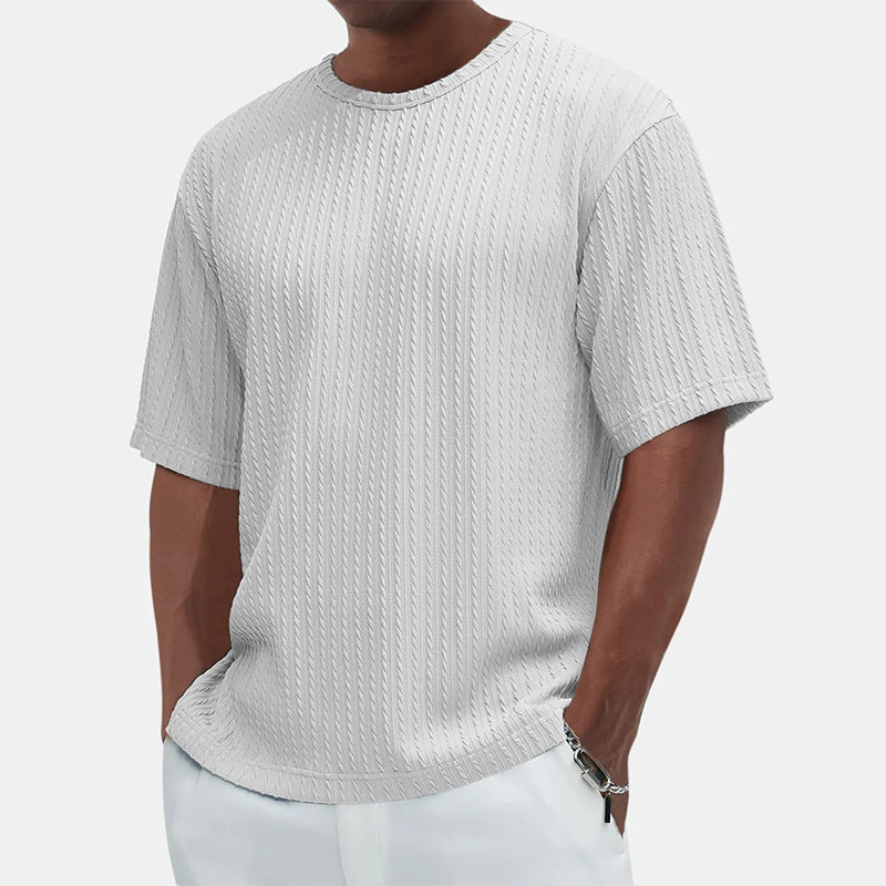 T-shirt med rund hals och textur för herrar Casual Versatile