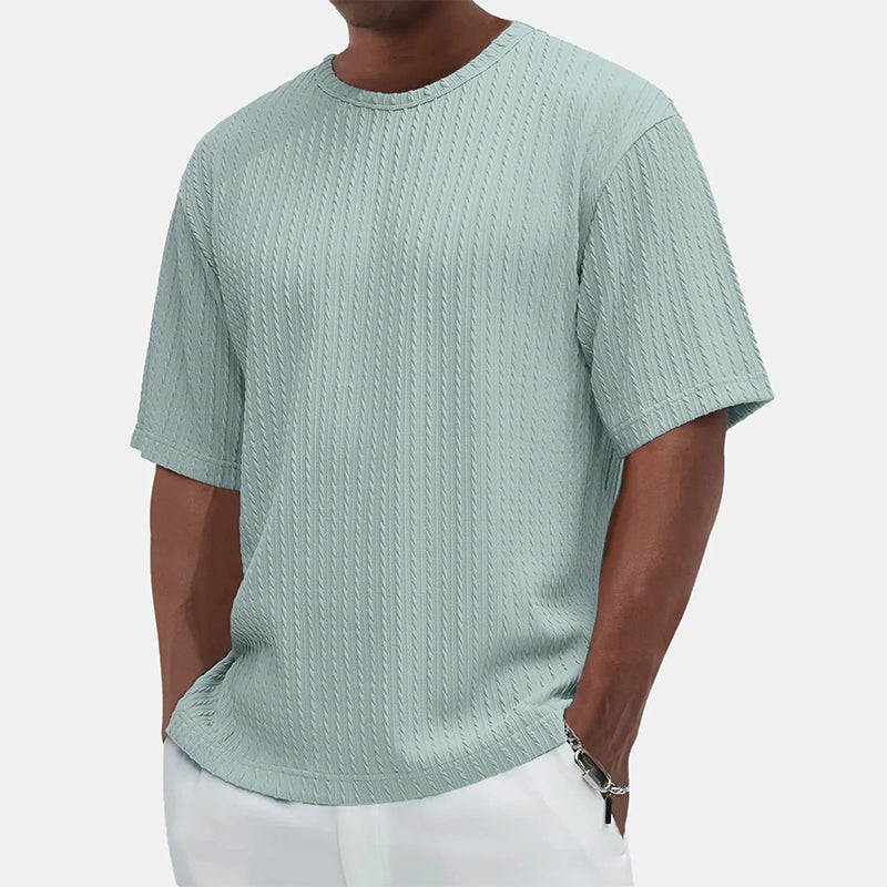 T-shirt med rund hals och textur för herrar Casual Versatile