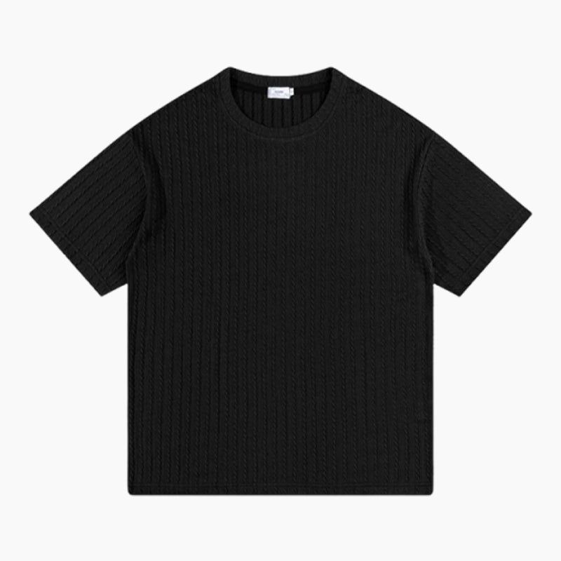 T-shirt med rund hals och textur för herrar Casual Versatile