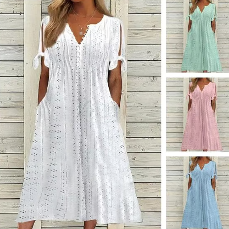 ⏰Begränsad tid 50% rabatt🌸 Elegant V-Neck Cutout Damklänning (begränsad upplaga)