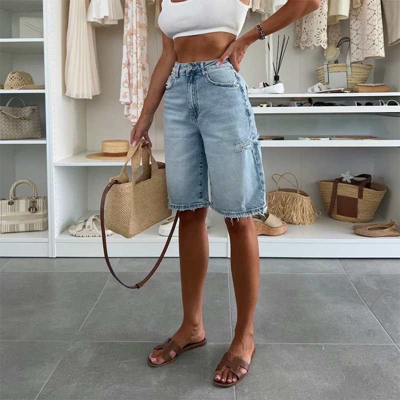 đžSommar Hot Sale 50%OFFđžRetro Destroyed Denim Midi Pants