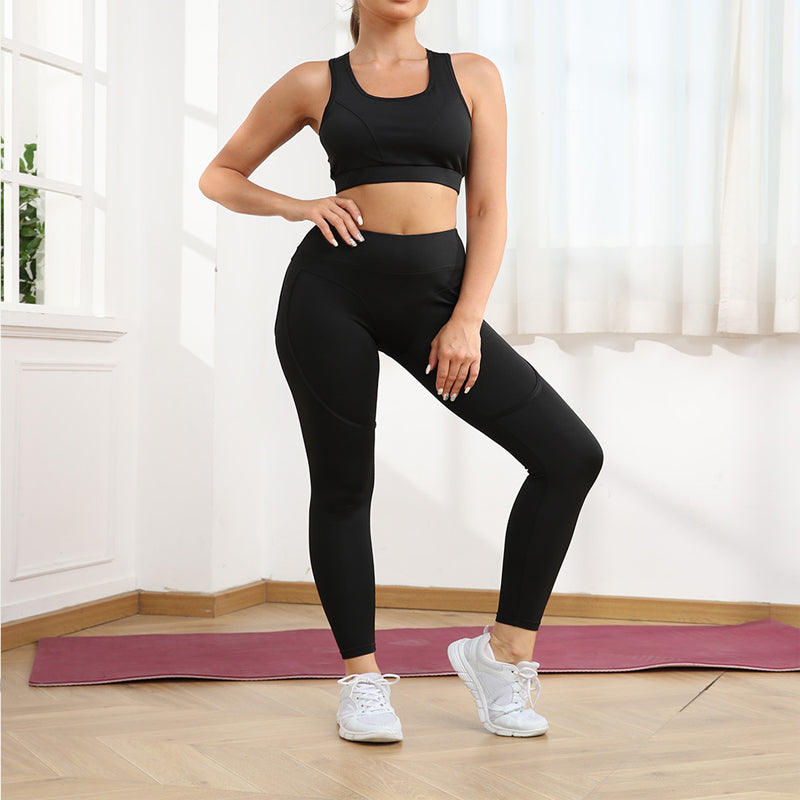 2-delat set med sport-bh och rumplyftande leggings för kvinnor