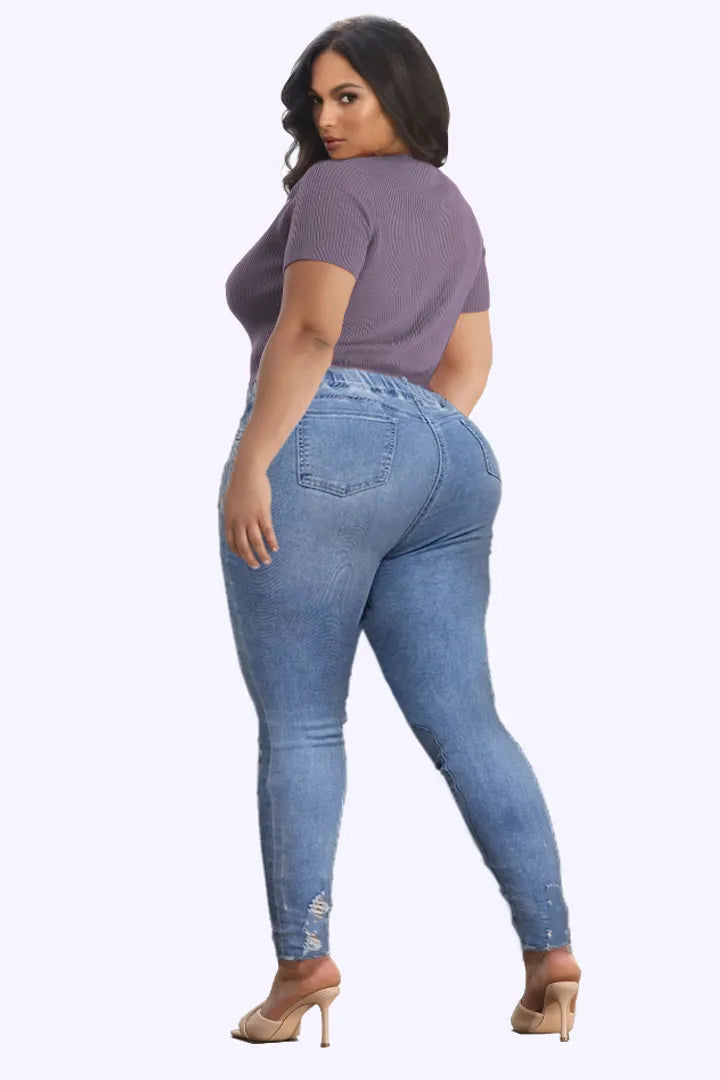 Skinny Stretch Ripped Jeans för kvinnor