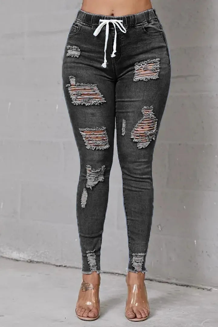 Skinny Stretch Ripped Jeans för kvinnor