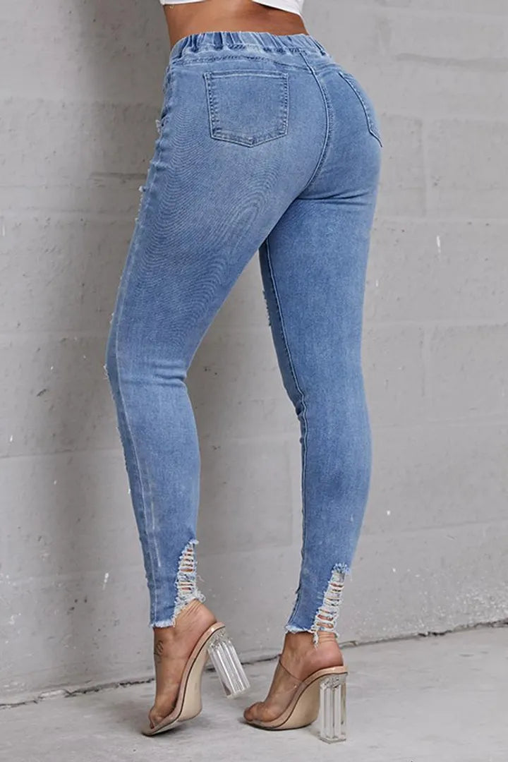 Skinny Stretch Ripped Jeans för kvinnor