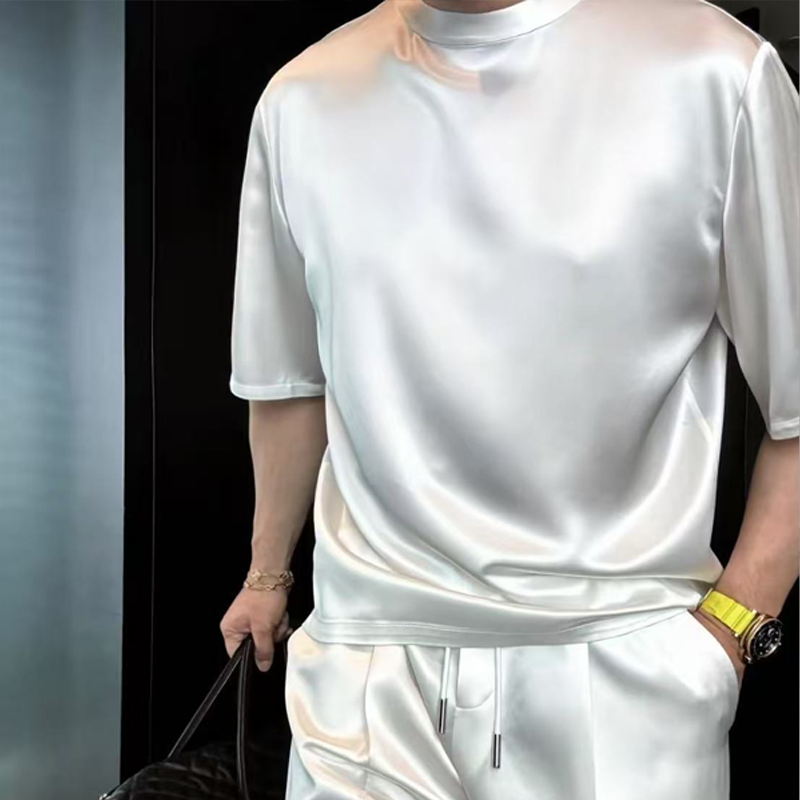 2-delat set med enfärgad topp och shorts för herr