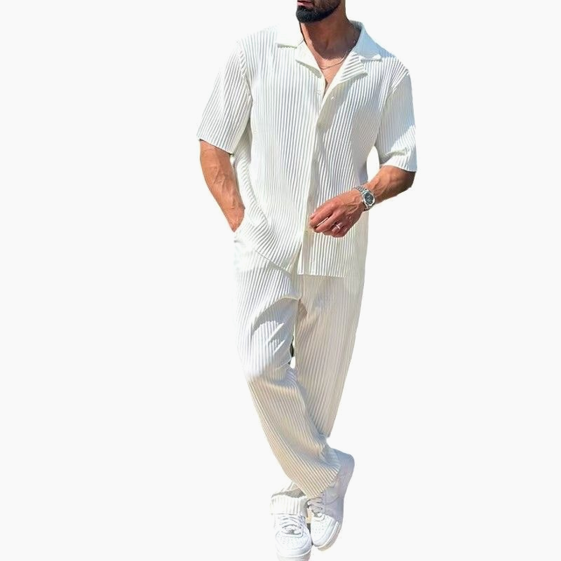Sport Herr Kostym Mode Casual Kortärmad Byxor Tvådelat Set