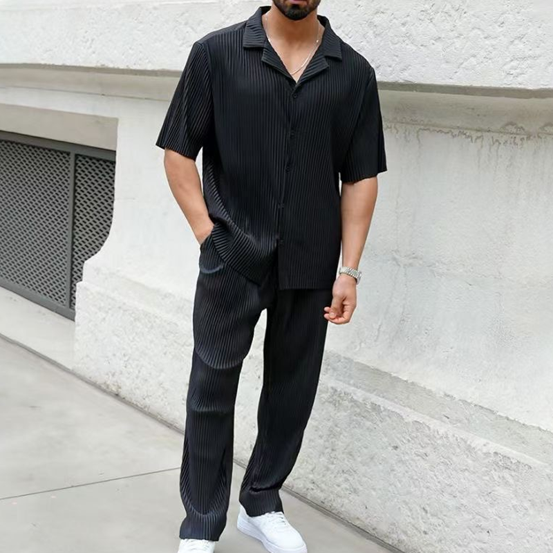 Sport Herr Kostym Mode Casual Kortärmad Byxor Tvådelat Set