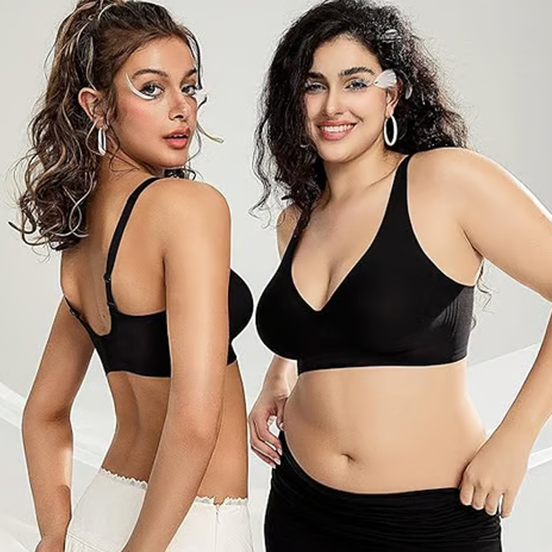 Djup V-Ringad Push-up BH utan Bygel och Sömmar i Geléstil