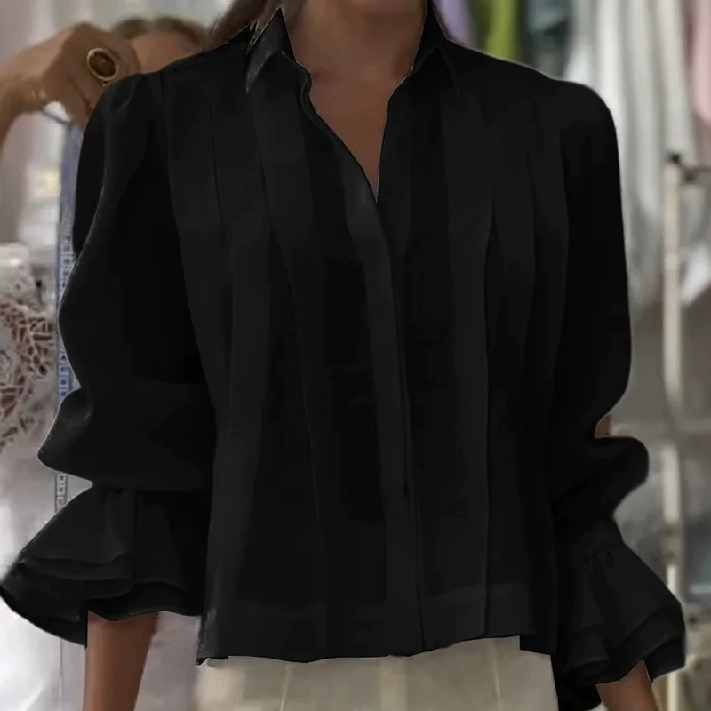 Graceful Ruffle Sleeve Shirt med veck