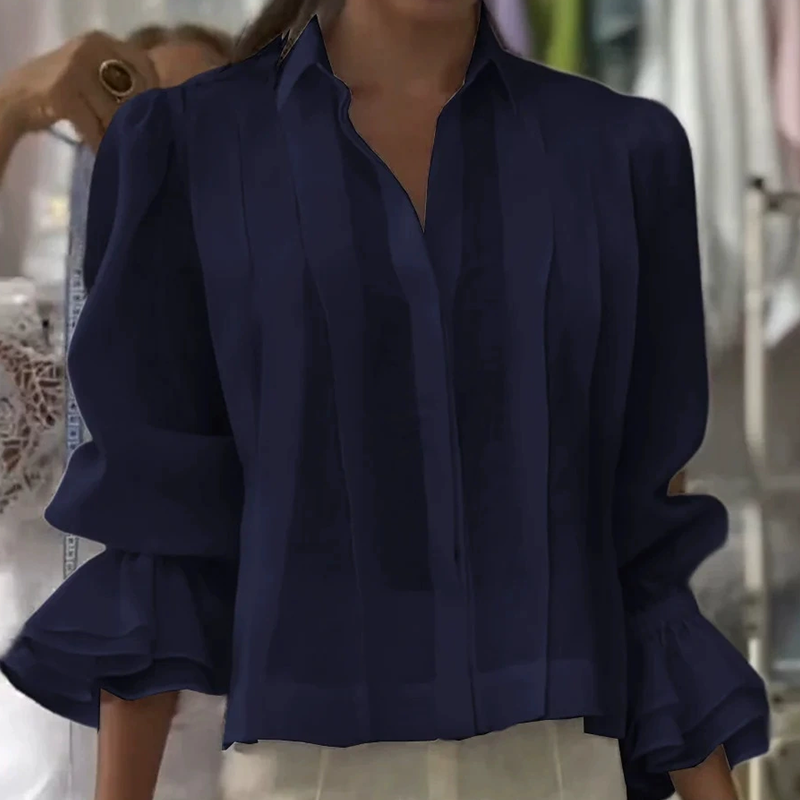 Graceful Ruffle Sleeve Shirt med veck