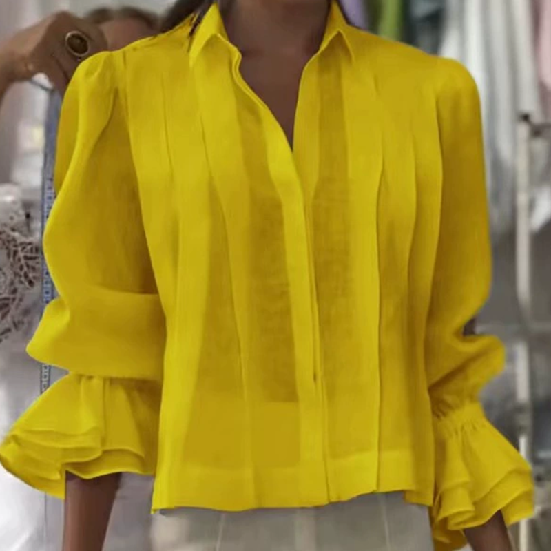 Graceful Ruffle Sleeve Shirt med veck