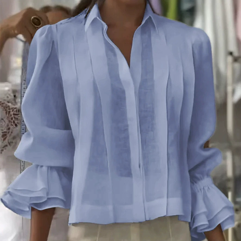 Graceful Ruffle Sleeve Shirt med veck