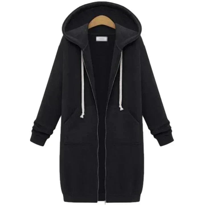 Lång sweatshirt med huva för kvinnor