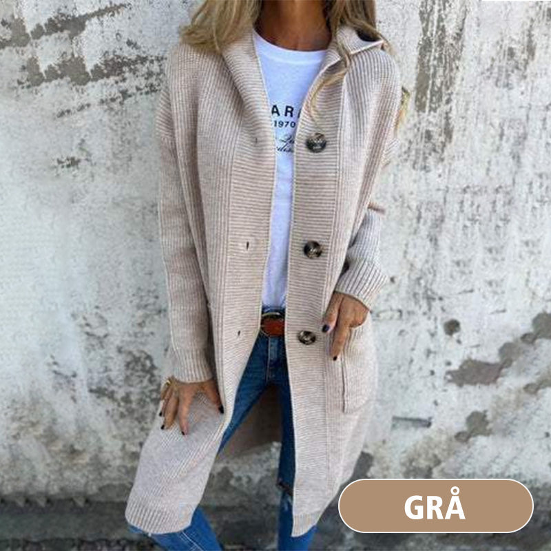 🔥SISTA DAGEN REA 50 % RABATT🔥Damkofta med knappar och huva