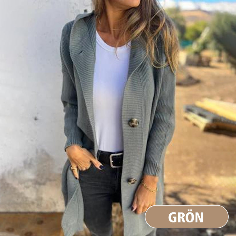 🔥SISTA DAGEN REA 50 % RABATT🔥Damkofta med knappar och huva