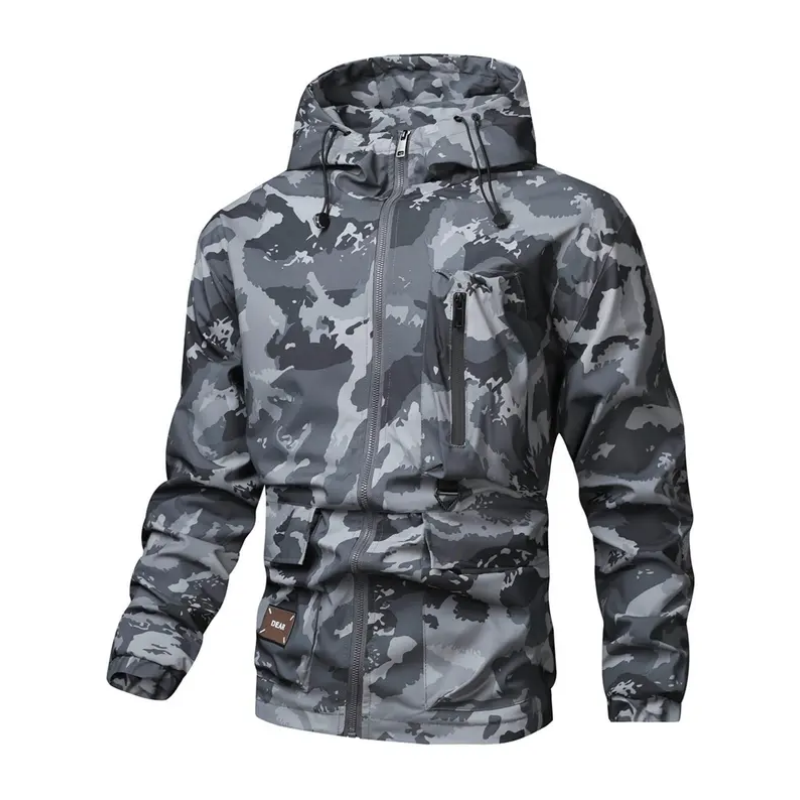Camouflage Huvjacka med Flera Fickor för Herrar
