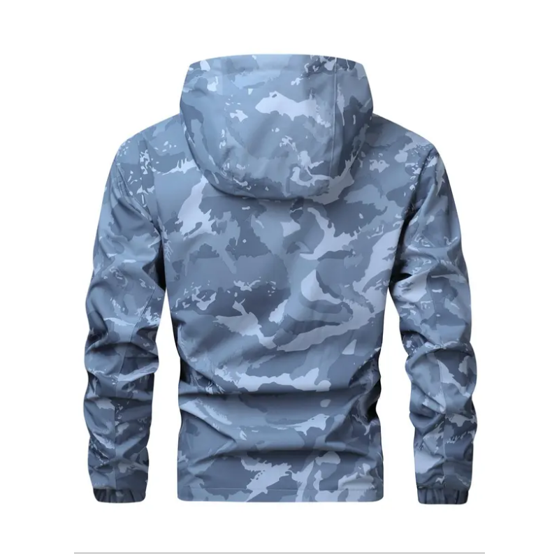 Camouflage Huvjacka med Flera Fickor för Herrar