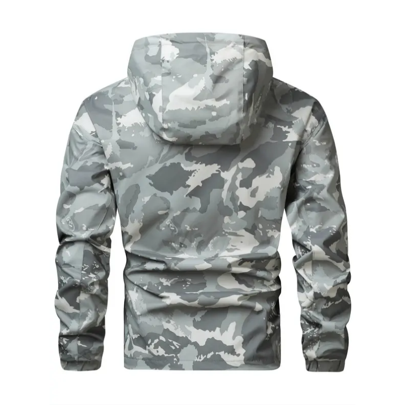 Camouflage Huvjacka med Flera Fickor för Herrar