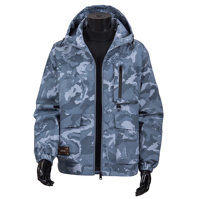 Camouflage Huvjacka med Flera Fickor för Herrar