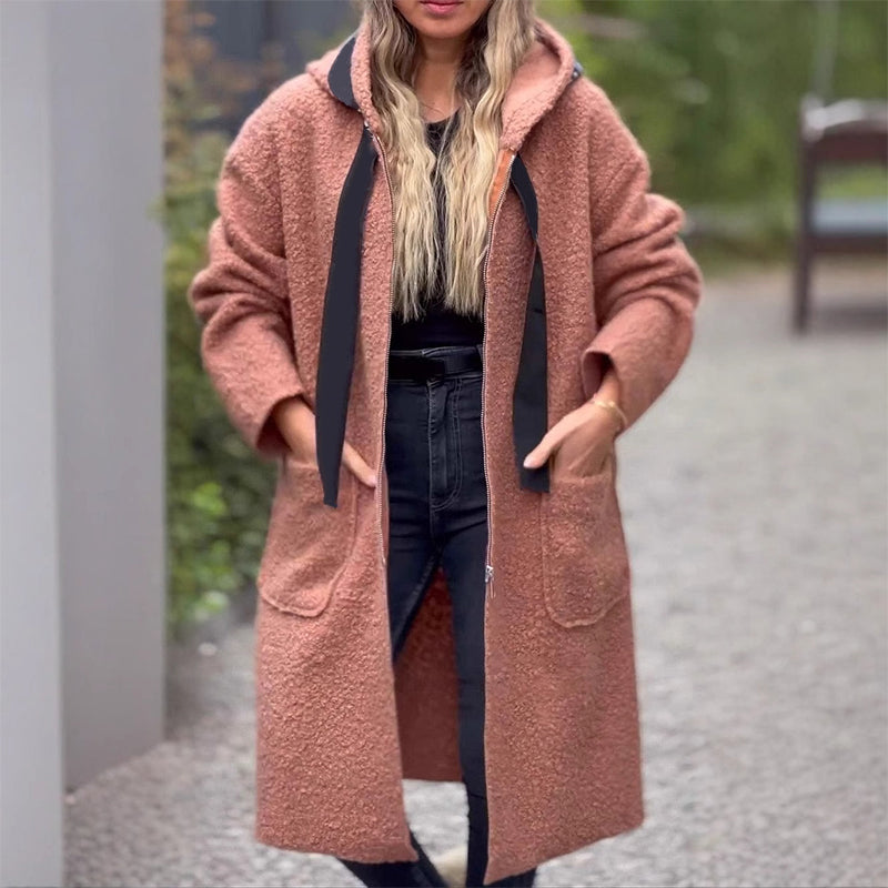 ❄️Vinterspecialerbjudanden❄️ Trendig damjacka med huva, dragkedja och fickor