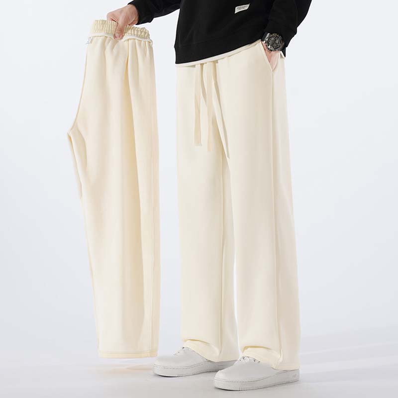 Casual herrbyxor med rakt ben och dragsko