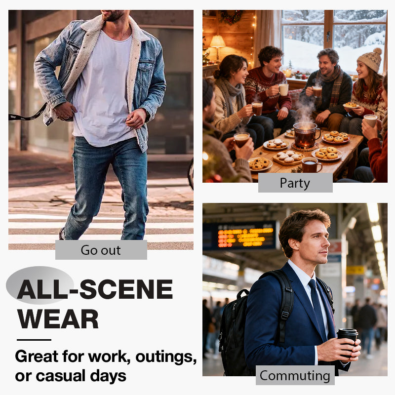 Casual jeansjacka med sherpa-foder för män