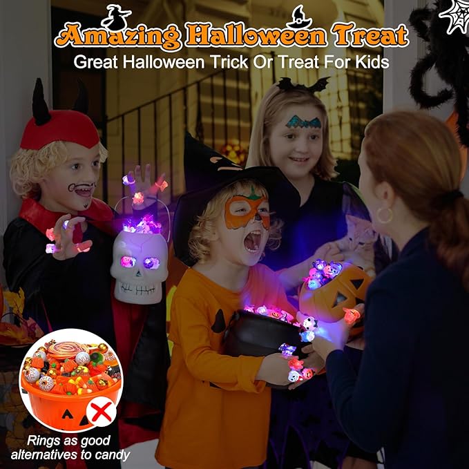 đLED-ljus Halloween-lysande ringđ - Set med 50 st.