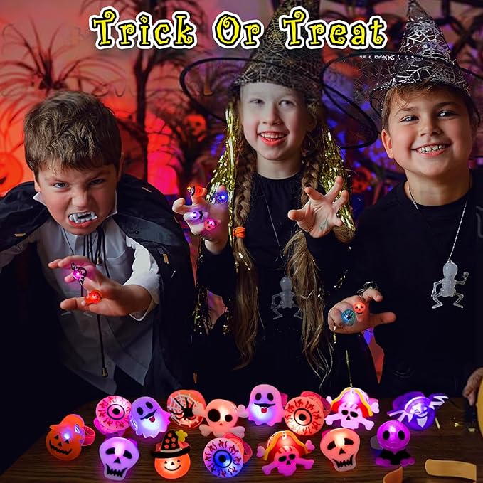đLED-ljus Halloween-lysande ringđ - Set med 50 st.