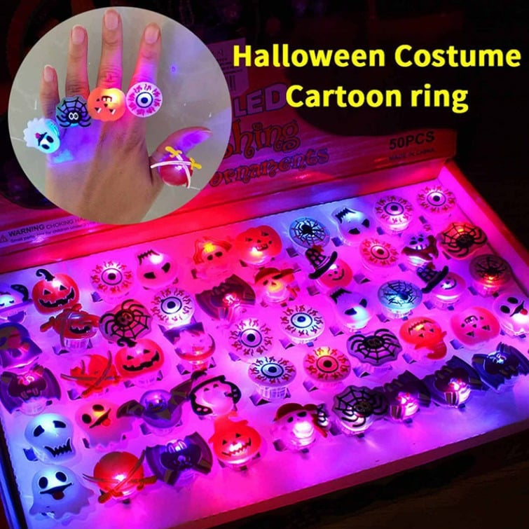 đLED-ljus Halloween-lysande ringđ - Set med 50 st.