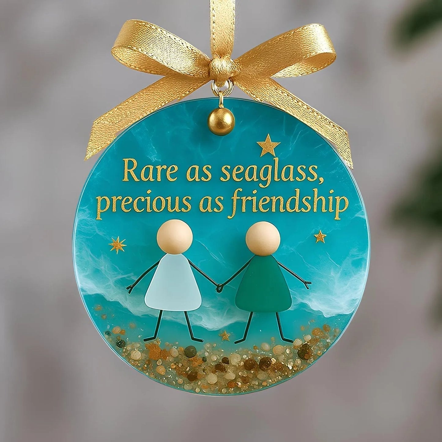 ⏳SISTA DAGEN REA 70 % RABATT!⏰Vänskapsglasjulgransdekoration🌊✨Formad av naturen och tillverkad för hand💝