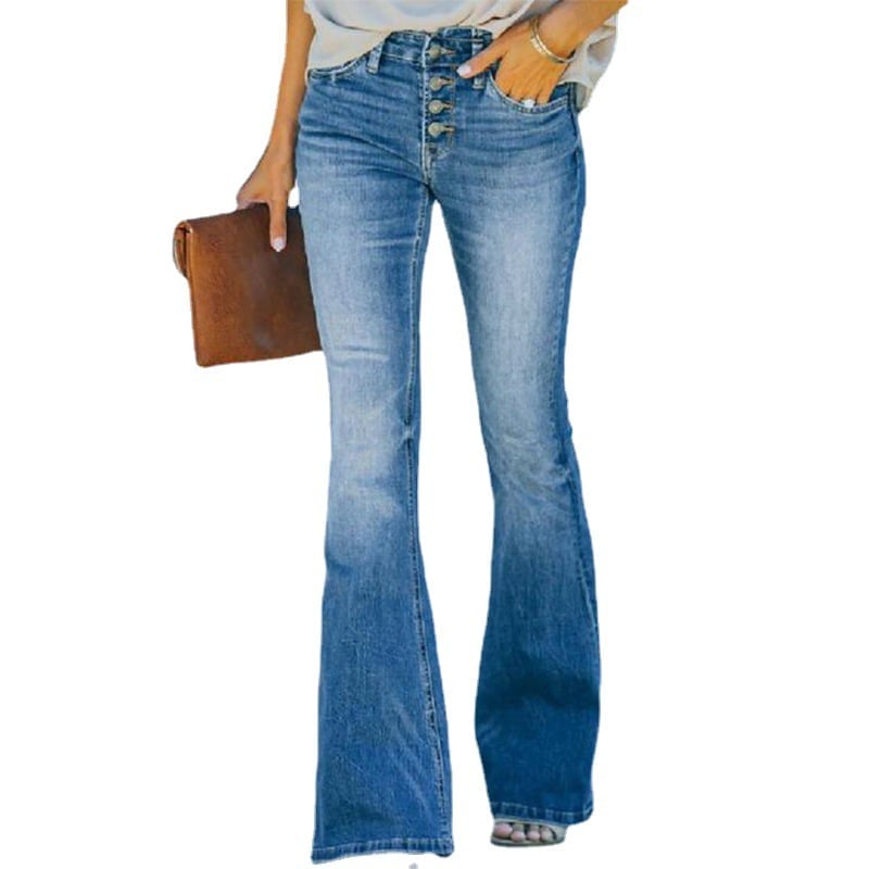 ✨Heta erbjudanden – 49 % rabatt👖Vintagejeans med knappknäppning, hög midja och utsvängda ben