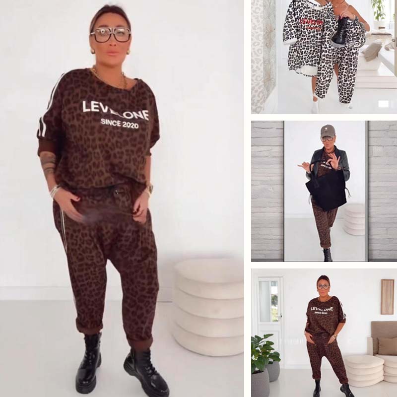 đ Elegant damset med leopardmönster