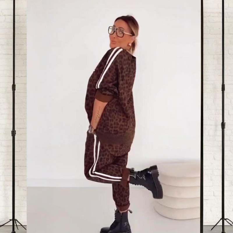 đ Elegant damset med leopardmönster