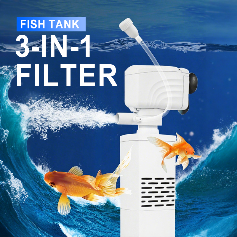 Akvariefilter 3-i-1 – filtrering, syresättning och vattenpumpning