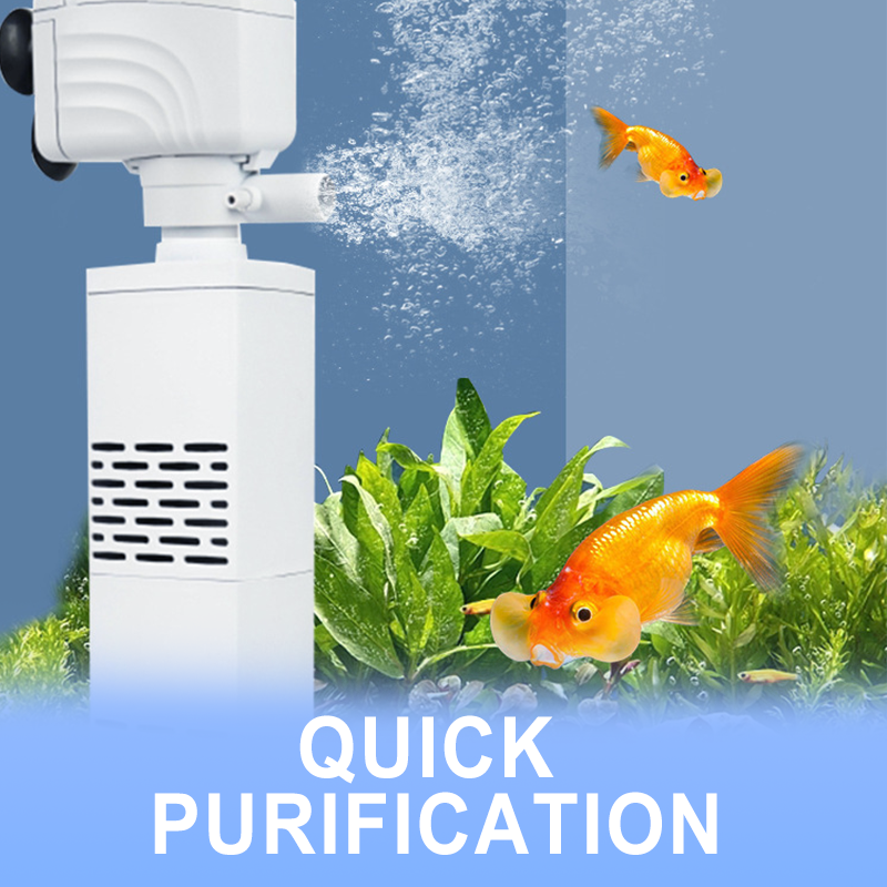 Akvariefilter 3-i-1 – filtrering, syresättning och vattenpumpning